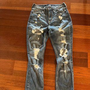 2 pair of Hollister High Rise Super Skinny Jeans (Black & Medium Wash Blue)